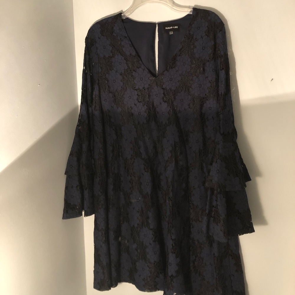 Navy Blue and black laced dress